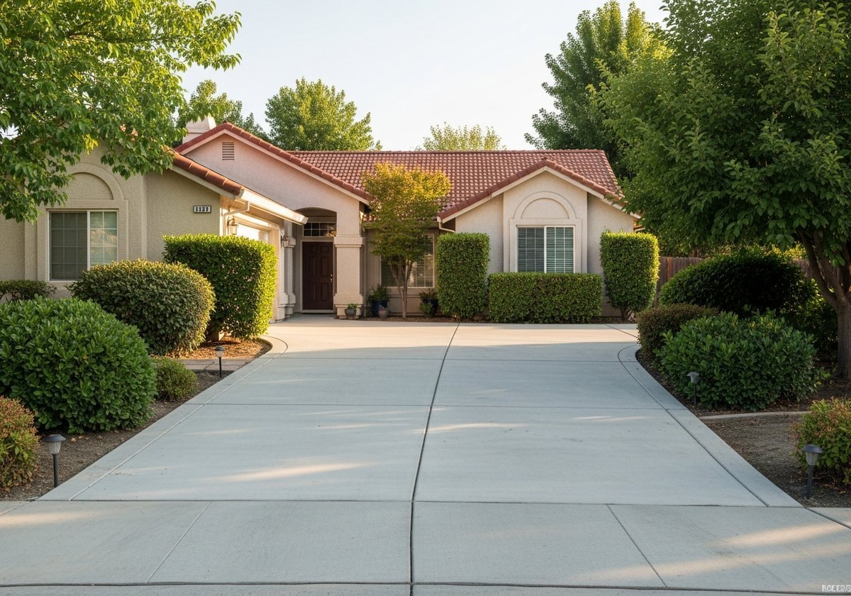 Driveway materials in Riverbank with concrete and pavers.