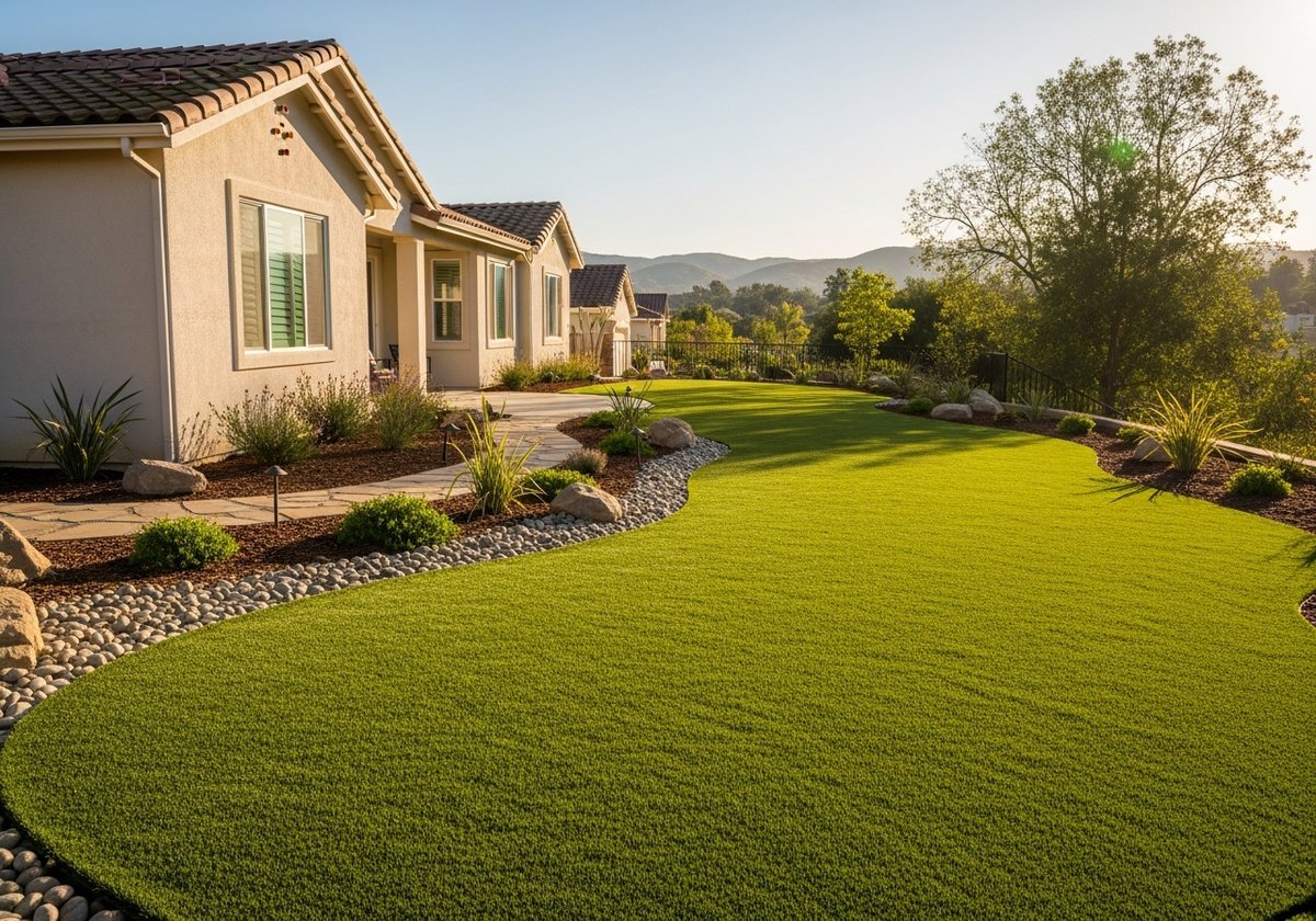 Artificial turf installed in a pet-friendly yard in Salida, CA.