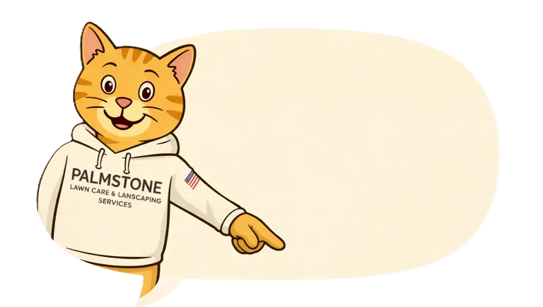 Palmstone mascot pointing