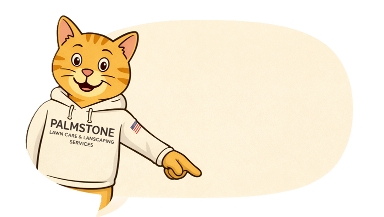 Palmstone mascot pointing