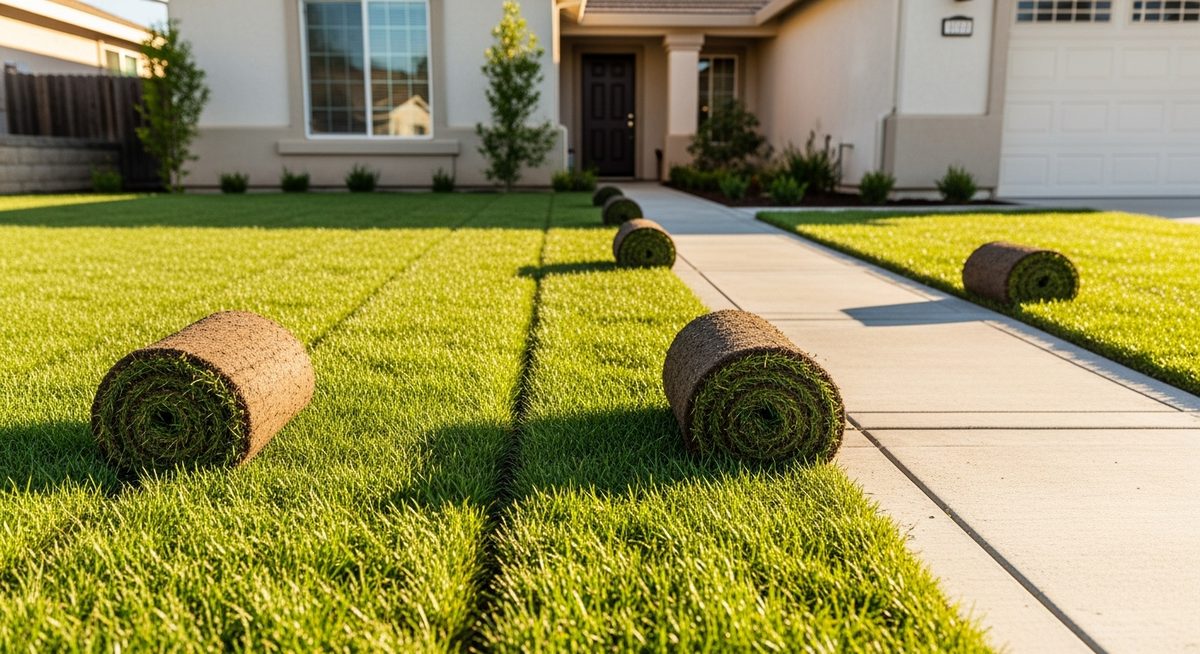 Close-up of grass blades on a Ripon lawn.