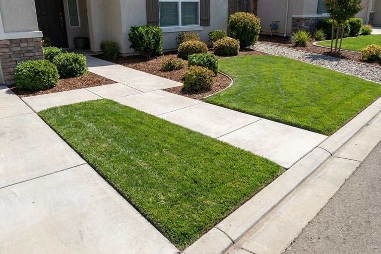 Newly installed sod in Turlock yard